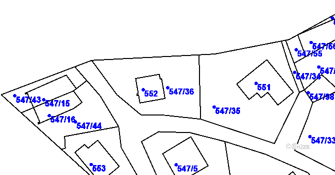 Parcela st. 547/36 v KÚ Černá v Pošumaví, Katastrální mapa