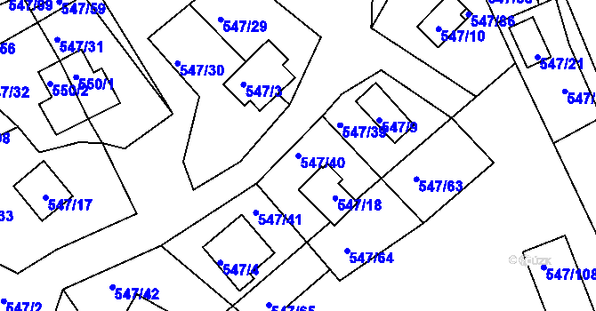 Parcela st. 547/40 v KÚ Černá v Pošumaví, Katastrální mapa