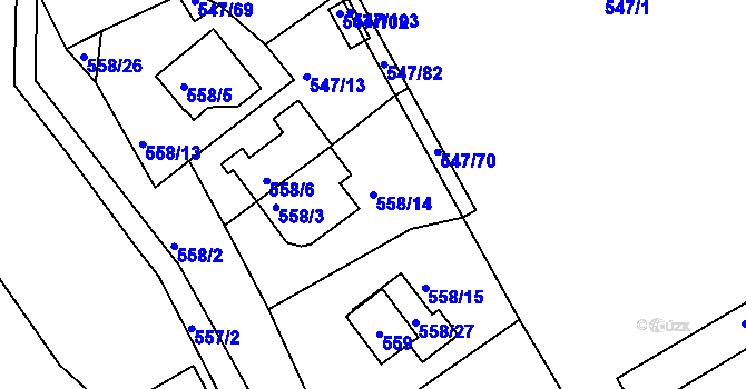 Parcela st. 558/14 v KÚ Černá v Pošumaví, Katastrální mapa