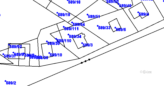 Parcela st. 589/3 v KÚ Černá v Pošumaví, Katastrální mapa