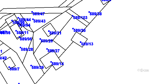 Parcela st. 589/13 v KÚ Černá v Pošumaví, Katastrální mapa