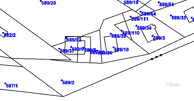 Parcela st. 589/36 v KÚ Černá v Pošumaví, Katastrální mapa
