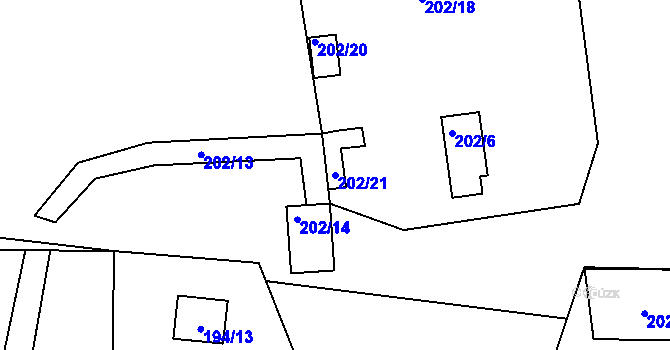 Parcela st. 202/21 v KÚ Černá v Pošumaví, Katastrální mapa
