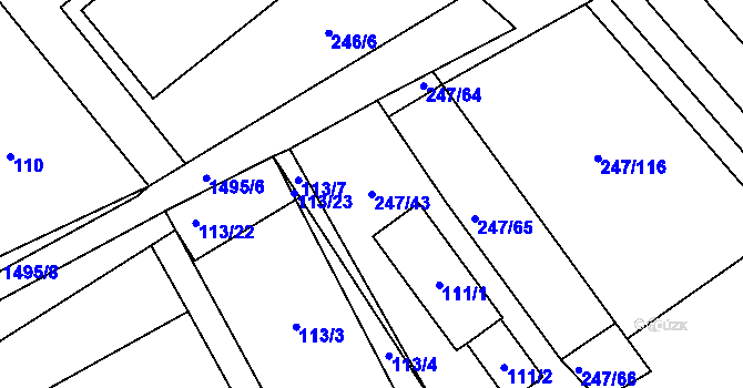 Parcela st. 247/43 v KÚ Černá v Pošumaví, Katastrální mapa