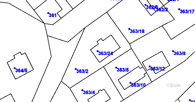 Parcela st. 363/24 v KÚ Černá v Pošumaví, Katastrální mapa