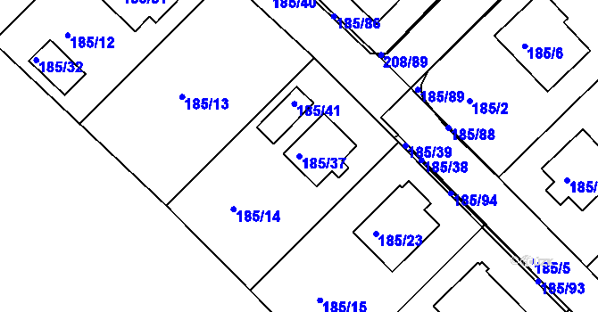 Parcela st. 185/37 v KÚ Černá v Pošumaví, Katastrální mapa