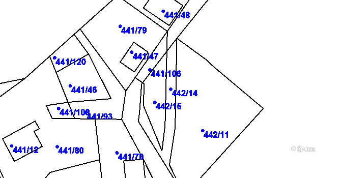 Parcela st. 442/14 v KÚ Černá v Pošumaví, Katastrální mapa