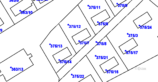 Parcela st. 375/7 v KÚ Černá v Pošumaví, Katastrální mapa
