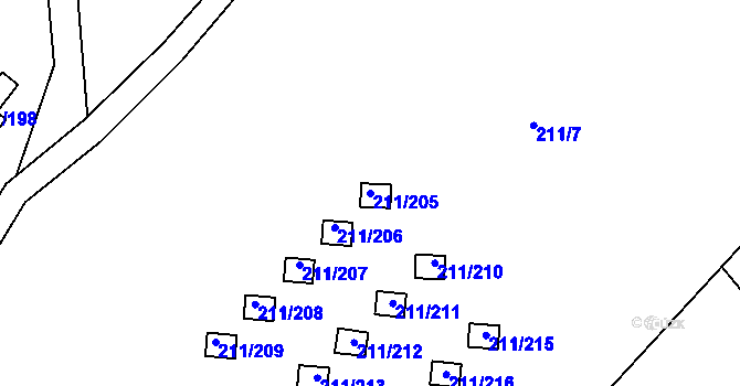 Parcela st. 211/205 v KÚ Černá v Pošumaví, Katastrální mapa