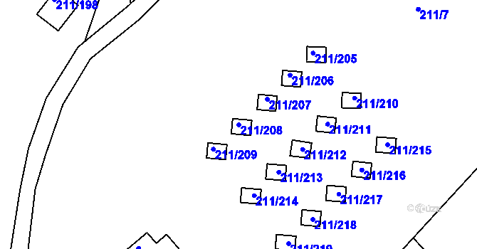 Parcela st. 211/208 v KÚ Černá v Pošumaví, Katastrální mapa