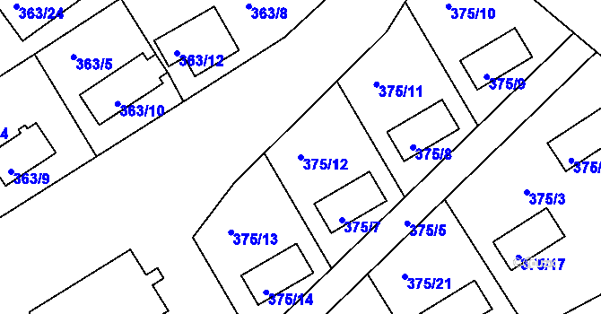 Parcela st. 375/12 v KÚ Černá v Pošumaví, Katastrální mapa