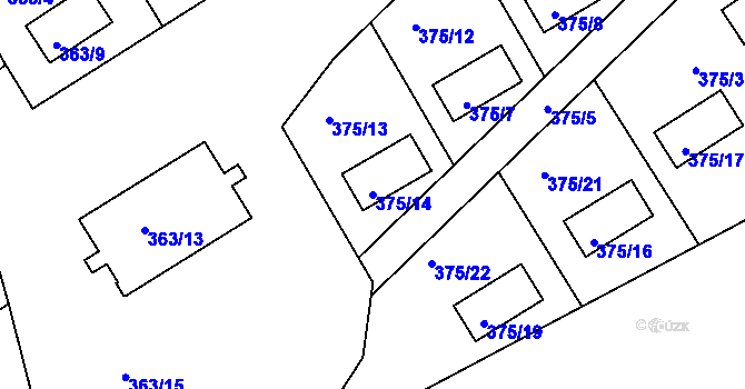Parcela st. 375/14 v KÚ Černá v Pošumaví, Katastrální mapa