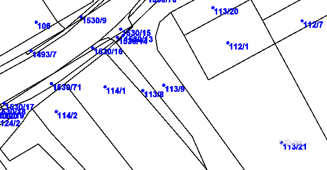 Parcela st. 113/9 v KÚ Černá v Pošumaví, Katastrální mapa