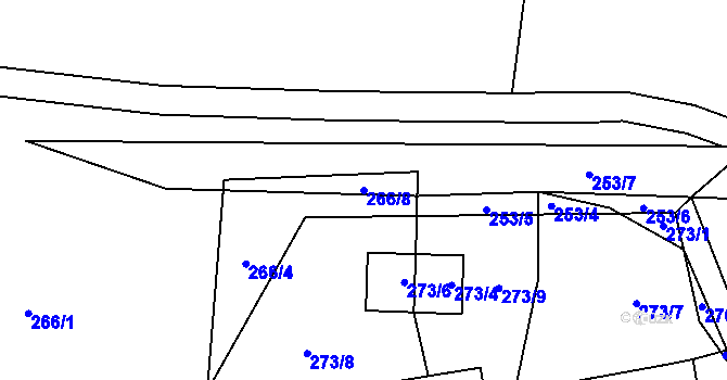 Parcela st. 266/8 v KÚ Černá v Pošumaví, Katastrální mapa