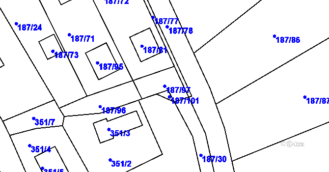 Parcela st. 187/97 v KÚ Černá v Pošumaví, Katastrální mapa