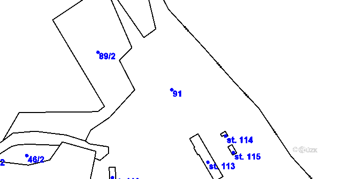 Parcela st. 91 v KÚ Kyselov, Katastrální mapa
