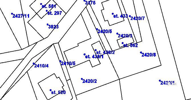 Parcela st. 438/2 v KÚ Černá Voda, Katastrální mapa