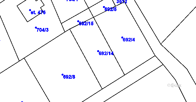 Parcela st. 692/14 v KÚ Černá Voda, Katastrální mapa