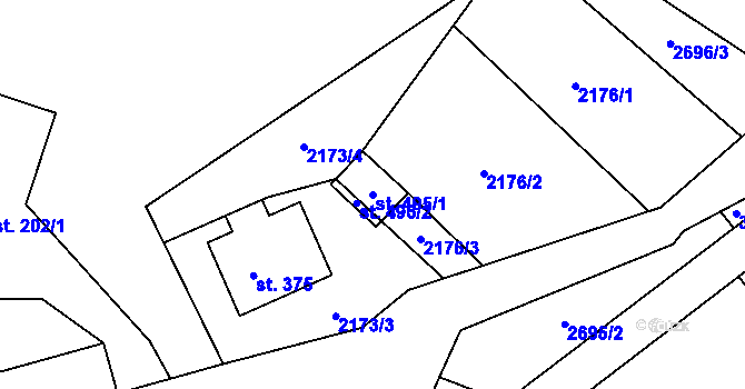 Parcela st. 495/1 v KÚ Černá Voda, Katastrální mapa
