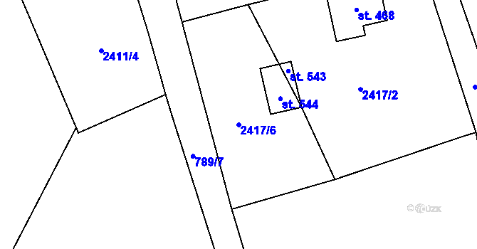 Parcela st. 2417/6 v KÚ Černá Voda, Katastrální mapa