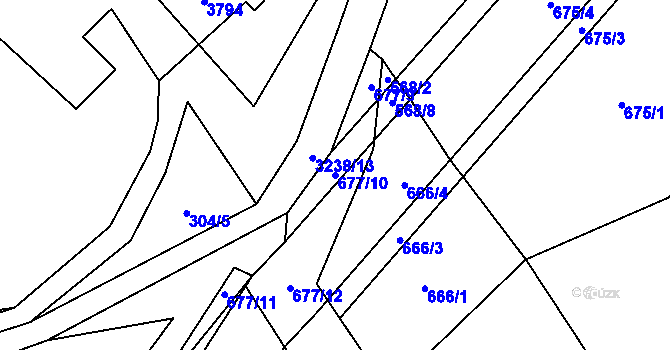 Parcela st. 677/10 v KÚ Černá Voda, Katastrální mapa