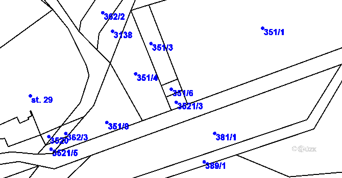 Parcela st. 351/6 v KÚ Černá Voda, Katastrální mapa