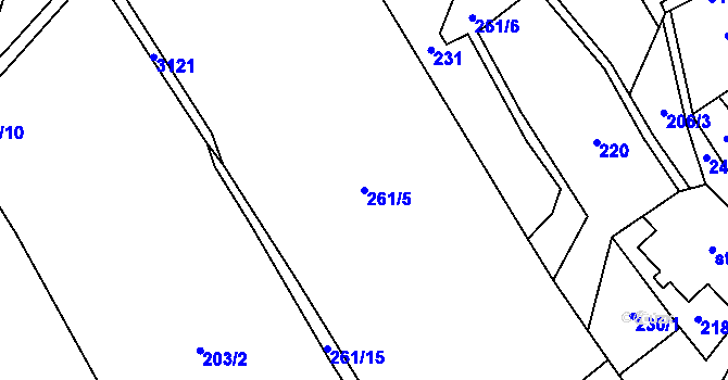Parcela st. 261/5 v KÚ Černá Voda, Katastrální mapa