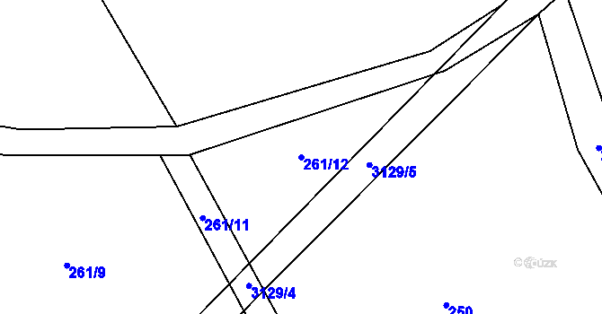 Parcela st. 261/12 v KÚ Černá Voda, Katastrální mapa