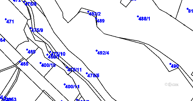 Parcela st. 492/4 v KÚ Černá Voda, Katastrální mapa