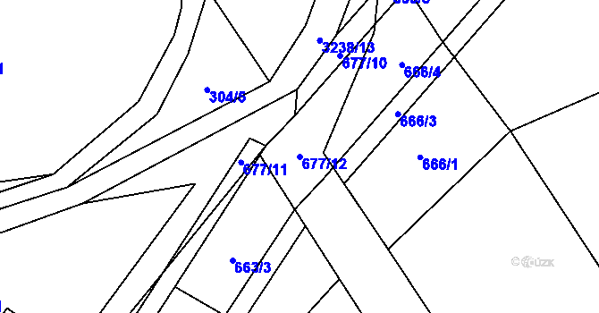 Parcela st. 677/12 v KÚ Černá Voda, Katastrální mapa