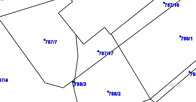 Parcela st. 787/17 v KÚ Černá Voda, Katastrální mapa