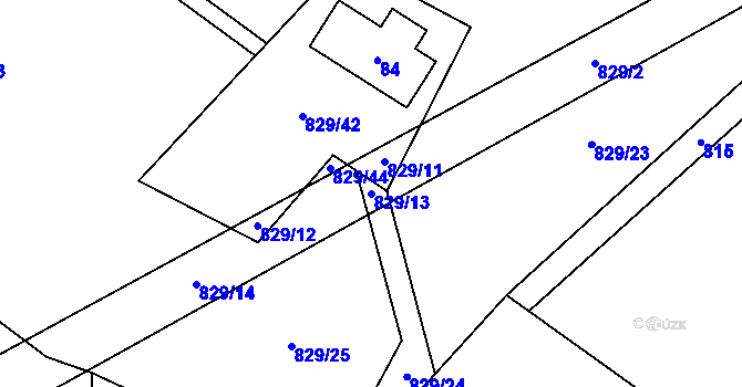 Parcela st. 829/13 v KÚ Černá Voda, Katastrální mapa