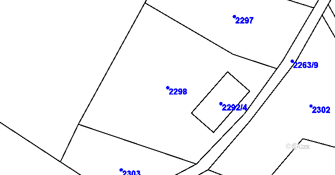 Parcela st. 2298 v KÚ Černá Voda, Katastrální mapa