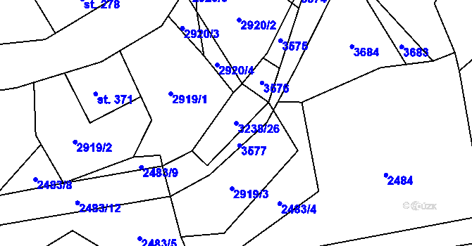 Parcela st. 3238/26 v KÚ Černá Voda, Katastrální mapa
