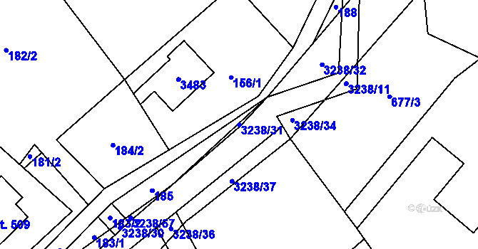 Parcela st. 3238/31 v KÚ Černá Voda, Katastrální mapa