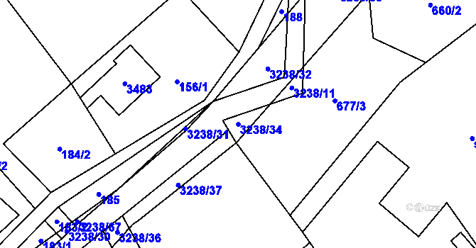 Parcela st. 3238/34 v KÚ Černá Voda, Katastrální mapa