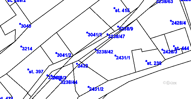 Parcela st. 3238/42 v KÚ Černá Voda, Katastrální mapa