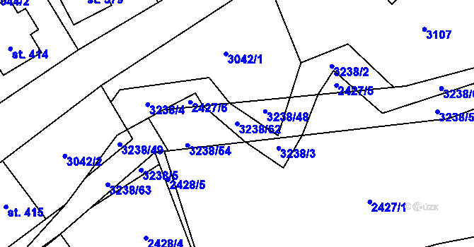 Parcela st. 3238/62 v KÚ Černá Voda, Katastrální mapa