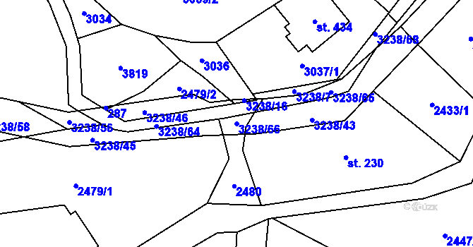 Parcela st. 3238/66 v KÚ Černá Voda, Katastrální mapa