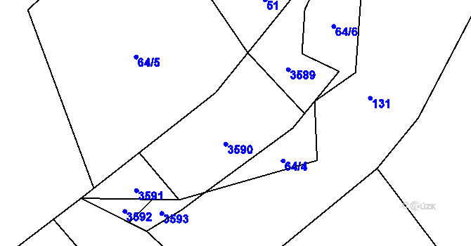 Parcela st. 64/3 v KÚ Černá Voda, Katastrální mapa