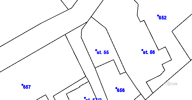 Parcela st. 55 v KÚ Černá Voda, Katastrální mapa