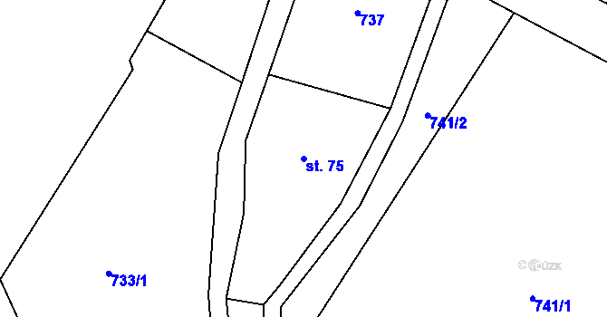 Parcela st. 75 v KÚ Černá Voda, Katastrální mapa