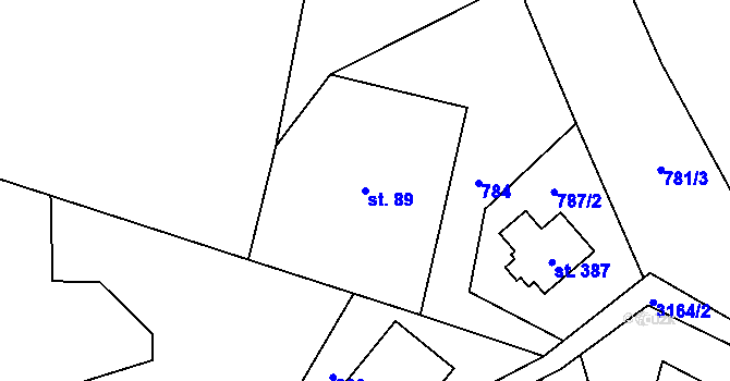 Parcela st. 89 v KÚ Černá Voda, Katastrální mapa