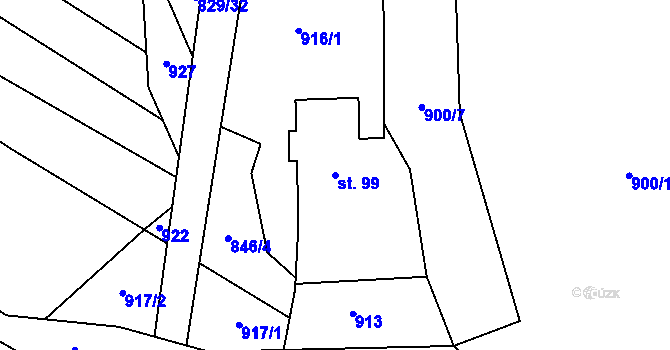 Parcela st. 99 v KÚ Černá Voda, Katastrální mapa