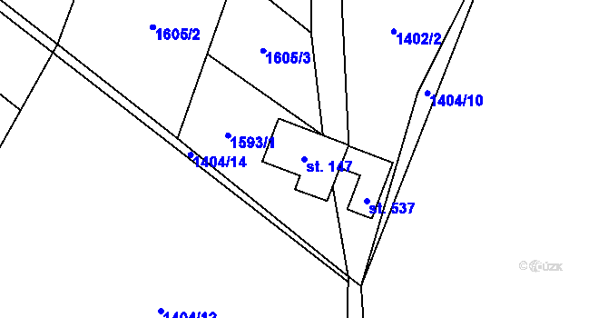 Parcela st. 147 v KÚ Černá Voda, Katastrální mapa
