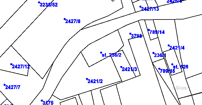 Parcela st. 236/2 v KÚ Černá Voda, Katastrální mapa