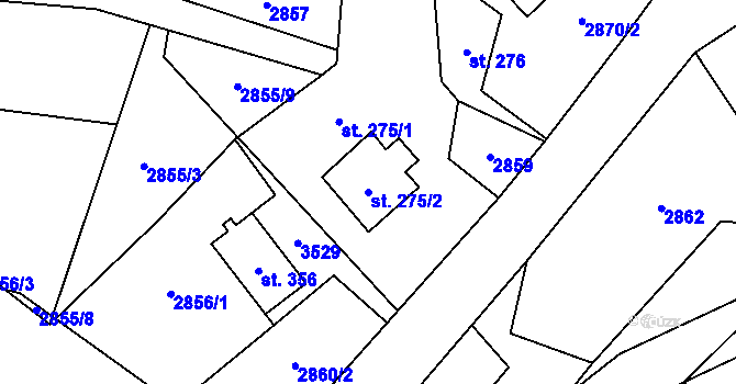 Parcela st. 275/2 v KÚ Černá Voda, Katastrální mapa