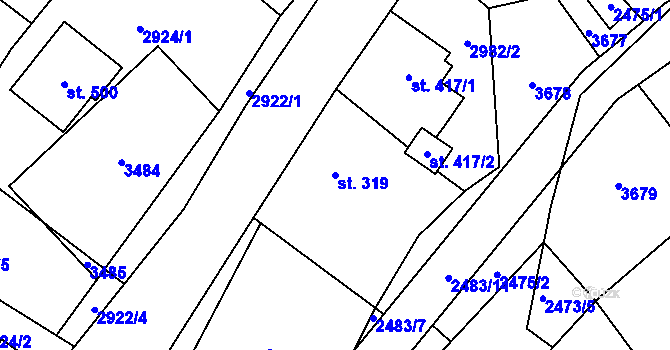 Parcela st. 319 v KÚ Černá Voda, Katastrální mapa