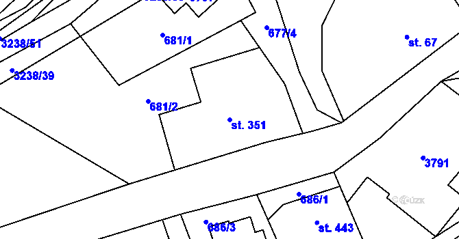 Parcela st. 351 v KÚ Černá Voda, Katastrální mapa
