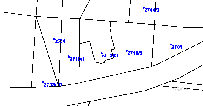 Parcela st. 363 v KÚ Černá Voda, Katastrální mapa